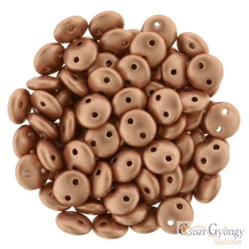 Matte Metallic Copper - 30 db - Kétlyukú Lentil gyöngy 6 mm (K0177JT)