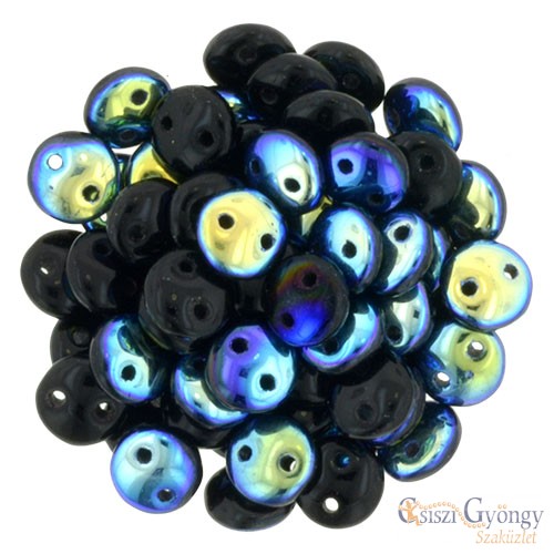 Jet AB - 30 pc. - 2Hole Lentil Beads, size: 6 mm (X23980)