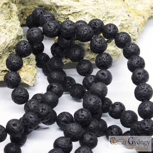 Natural Lava Stone Beads, black - 1 pcs. - 8 mm