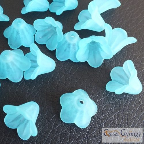 Aqua Blue Frosted Akrylic Flower Beads - 1 pcs - size: 14 mm
