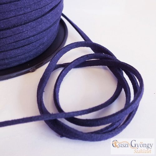 Navy - 1 meter - Suede Leather Imitation, size: 3 mm wide