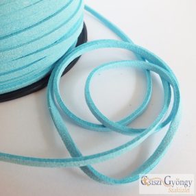 Sky Blue - 1 méter - bőr utánzat, mérete: 3 mm széles