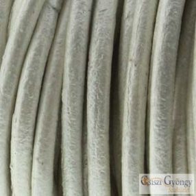   Fényes, ezüstös fehér bőrszál - 50 centiméter - 1 mm vastag, kör keresztmetszetű