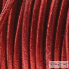   Fényes Vörös - 50 centiméter - 1 mm vastag, kör keresztmetszetű, valódi bőrszál