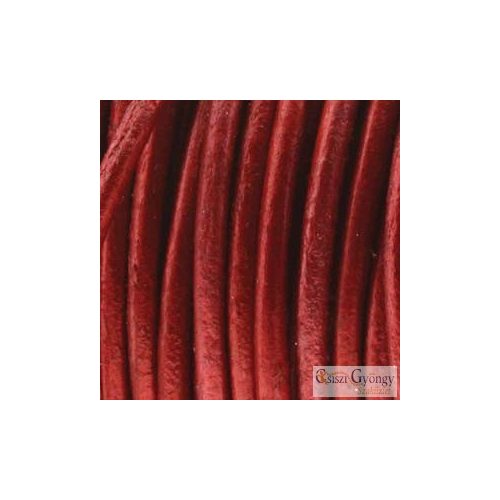 Fényes Vörös - 50 centiméter - 1 mm vastag, kör keresztmetszetű, valódi bőrszál