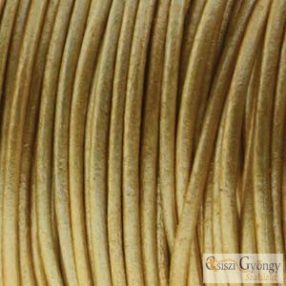   Arany színű valódi bőrszál - 50 centiméter - 1 mm vastag, kör keresztmetszetű