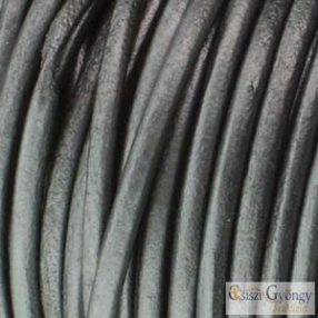   Fényes szürke - 50 centiméter - 1 mm vastag bőrszál, kör keresztmetszetű