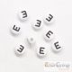 Letter Beads 'E', White, akryl, 7 mm