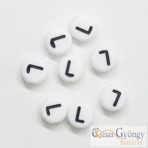 Letter Beads 'L', white, akryl, 7 mm - 1 pcs.