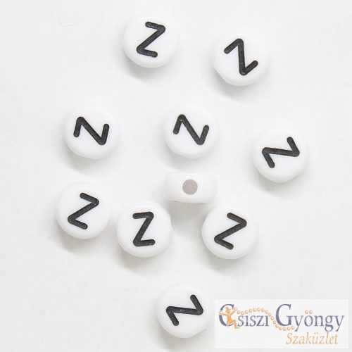 Letter Beads 'Z', white, akryl, 7 mm - 1 pcs.