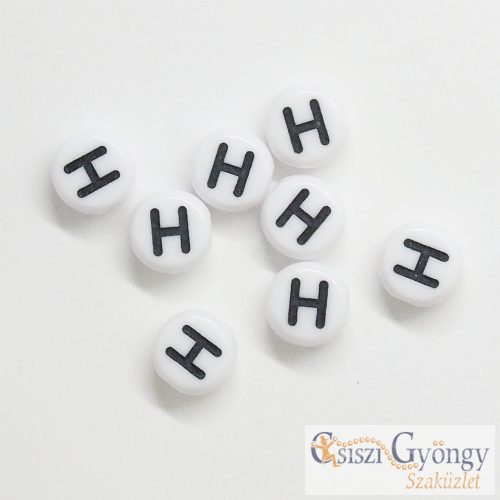 Letter Beads 'H' white., akryl - 1 pcs.