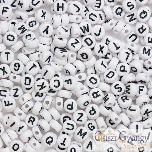 Letter Beads 'F', white, 7 mm - 1 pcs.