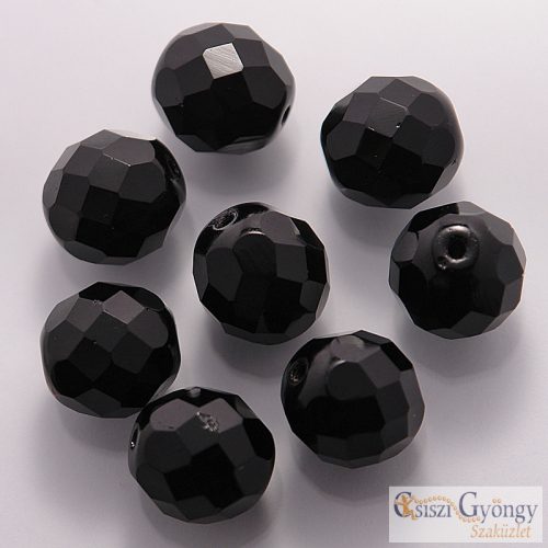 Opaque Jet - 10 db - 10 mm csiszolt gyöngy