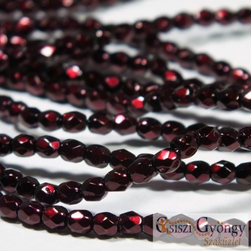Metallic Burgundy - 50 db - 3 mm csiszolt gyöngy