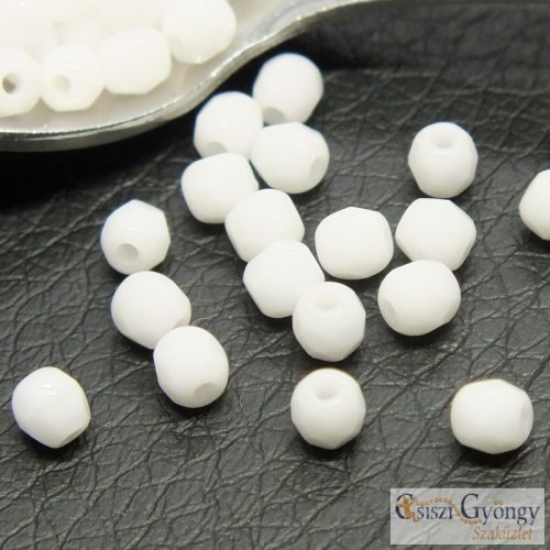 Opaque White - 50 pc. - 3 mm Fire-polished Beads (03000)