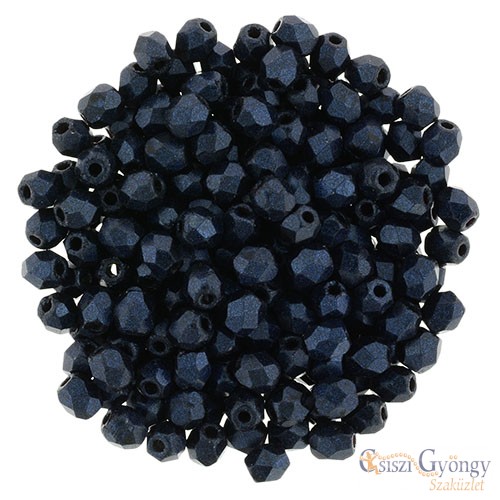 Metallic Suede Dark Blue - 50 pc - Fire-polished Beads 3 mm (79032MJT)