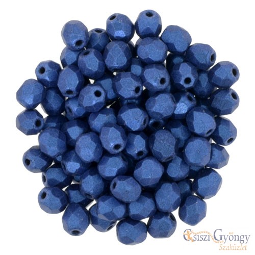 Metallic Suede Blue - 50 pc. - Fire-polished Beads 3 mm (79031MJT)