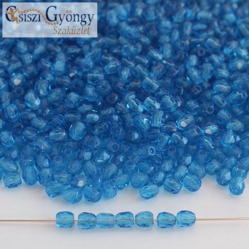 Dark Capri Blue - 50 pc - Fire-polished Beads 3 mm (60310)