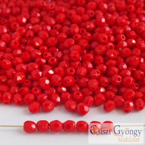 Opaque Red - 50 db - 3 mm csiszolt gyöngy (93200)