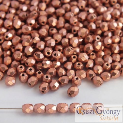 Matte Metallic Copper - 50 db - 3 mm csiszolt gyöngy (K0177JT)