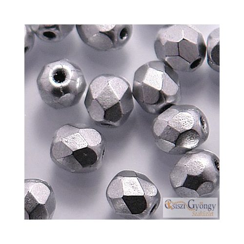 Matte Met. Aluminium - 40 pc. - 4 mm Fire-polished Beads (K0170JT)