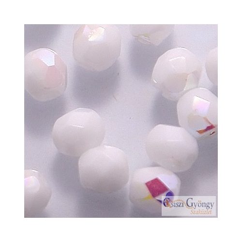 Opaque White AB - 40 pc. - 4 mm Fire-polished Beads (X03000)