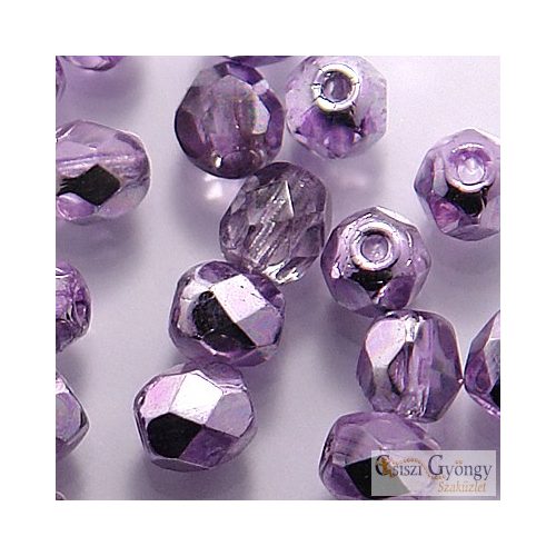 Coated Silver Violet - 40 pc. - 4 mm fire-polished beads (K2208CR)