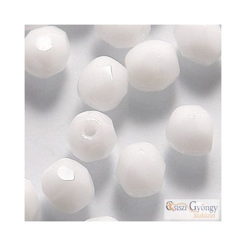 Opaque White - 40 db - 4 mm csiszolt gyöngy (03000)