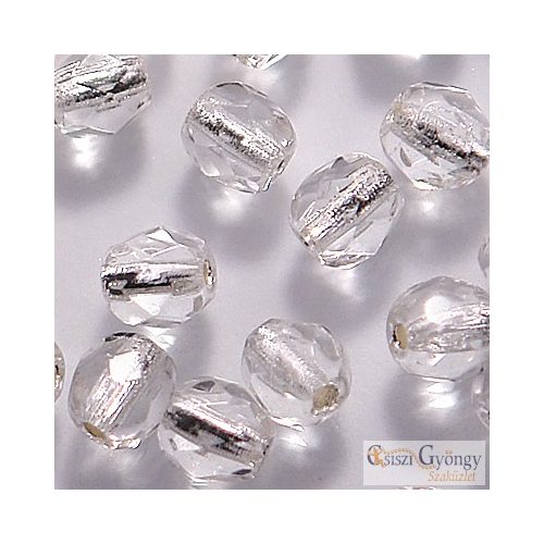 Silver Lined Crystal - 40 db - csiszolt gyöngy 4 mm (SL00030)