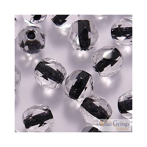 Black Lined Crystal - 40 db - 4 mm csiszolt gyöngy (LC44849)
