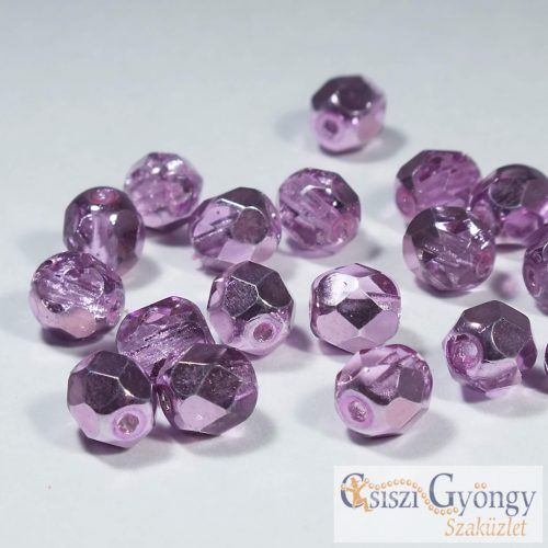 Crystal Lilac Metallic Ice - 20 db - 6 mm csiszolt gyöngy