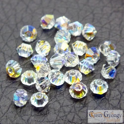 Crystal AB - 1 pcs. - 3 mm crystal bicone beads