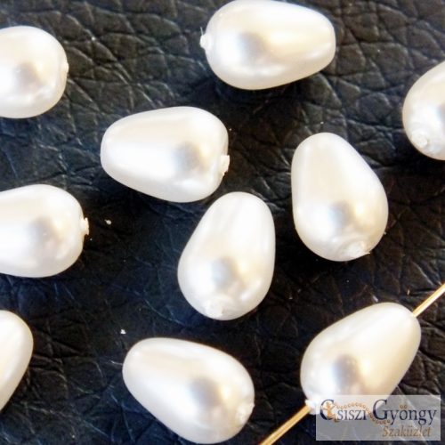 Snow White - 1 pc. - Teardrop Glass Pearls 7x5mm