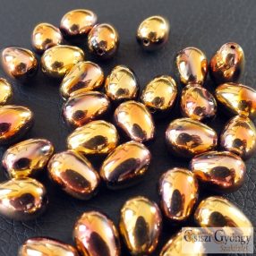   Rose/Gold - 1 db - csepp gyöngy, hosszában fúrt, méret: 11x8 mm
