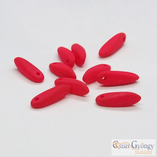 Neon Red - 10 db - 3x11 mm szirom, dárda vagy lándzsa gyöngy