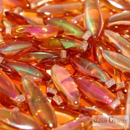 Crystal Apricot - 1 db - 5x16 mm szirom gyöngy (29121)