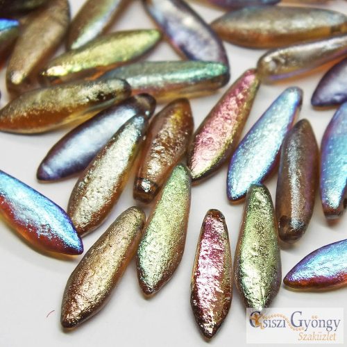 Etched Brown Rainbow - 10 pcs. - 5x16 mm Dagger Beads