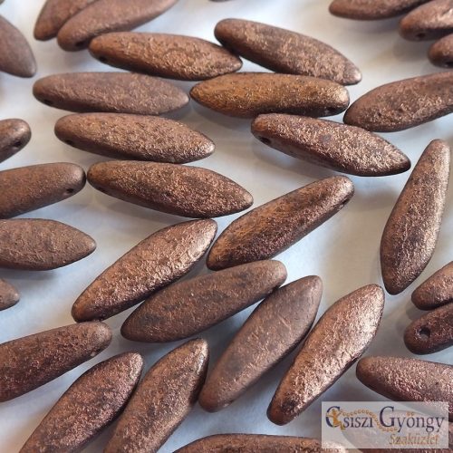 Etched Bronze - 10 db - szirom gyöngy, mérete: 5x16 mm