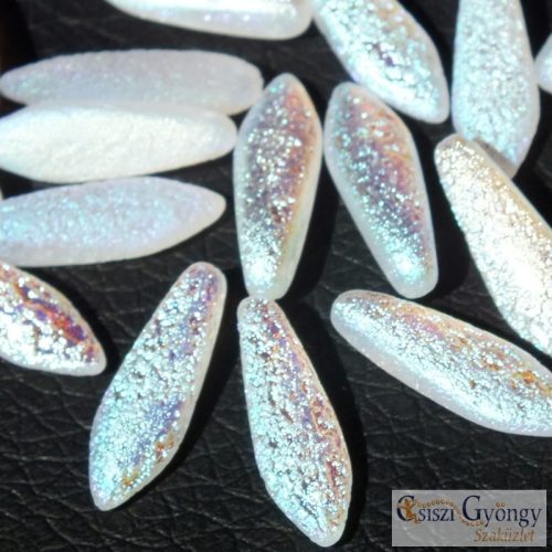 Etched Ice AB - 10 pc. - 5x16 mm Dagger Beads