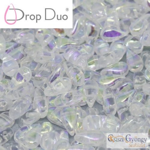 Crystal AB - 20 db - DropDuo gyöngy, 3x6 mm