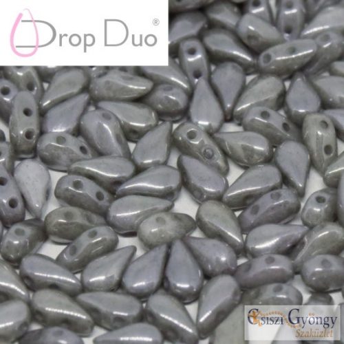 Luster Grey - 20 db - DropDuo gyöngy, 3x6 mm