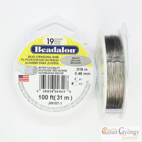 19 Strand Bead Stringing wire, .018 in, 100ft