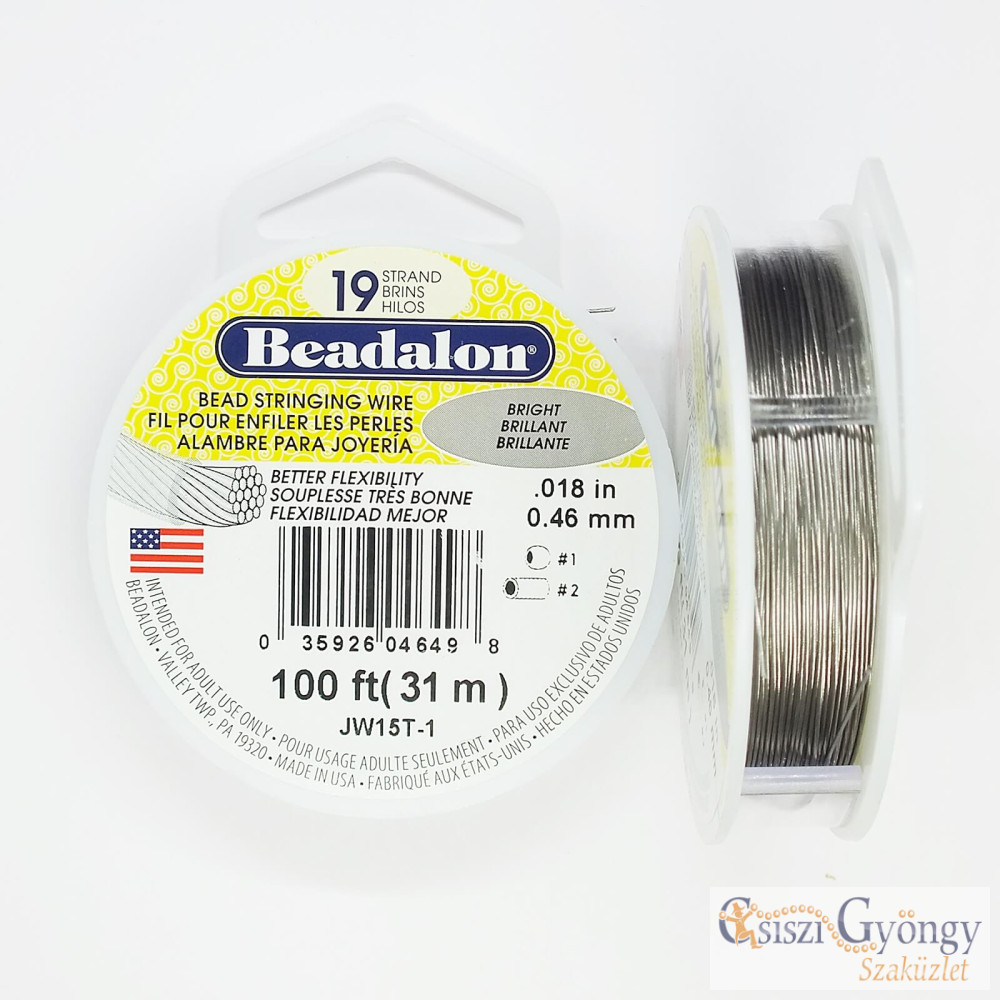 19 Strand Stainless Steel Bead Stringing Wire, .018 in (0.46 mm