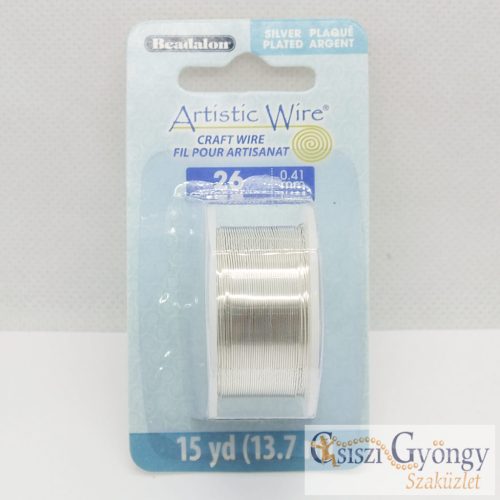 Artistic Wire ezüstözött réz ékszerdrót, 26 GA, 0,41 mm, 13,7 méter