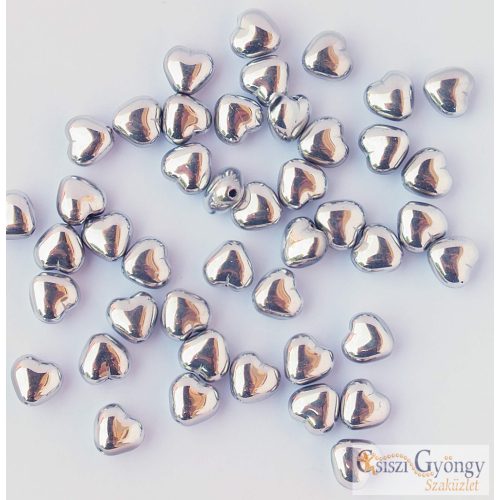 Silver - 10 pcs. - 6 mm glass hearts