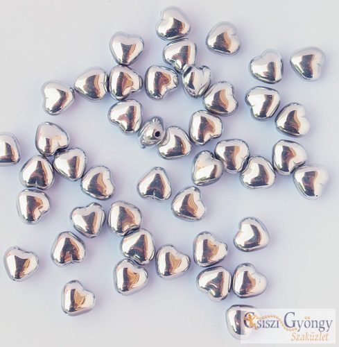 Silver - 10 pcs. - 6 mm glass hearts