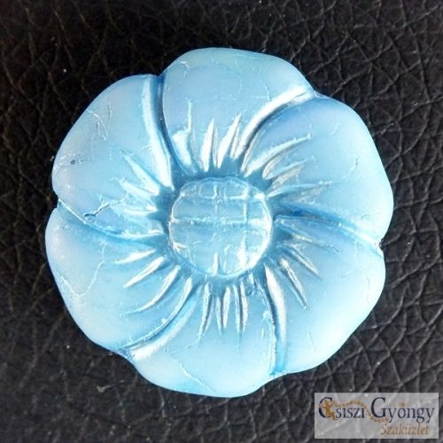 Kék virág - 1 db - cseh üveggyöngy, mérete: 22 mm