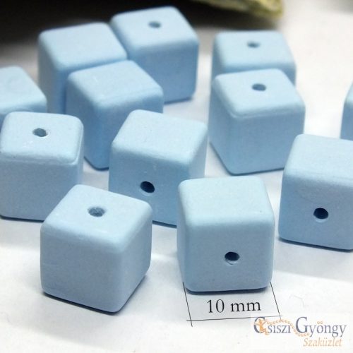Kék porcelán kocka - 1 db - mérete: 10x10x10 mm, furat: 1 mm