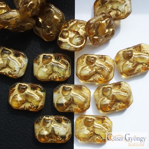 Topaz Cat - 1 pcs. - 22x16 mm glass bead