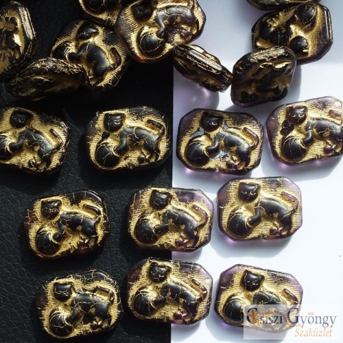 Amethyst Cat - 1 pcs. - 22x16 mm glass bead